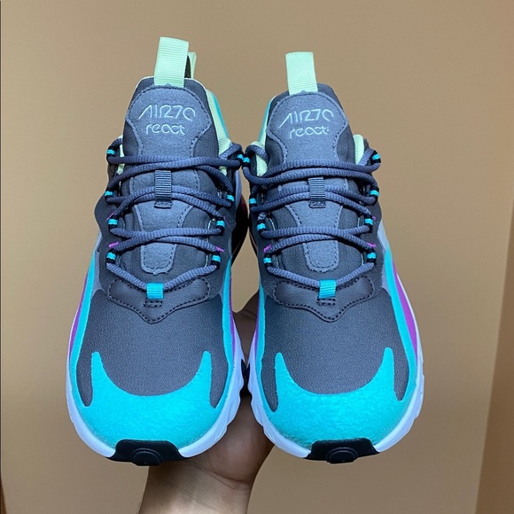 Nike Air Max 270 React Women’s Running Sneakers Gunsmoke Aurora SZ 8 BQ0103-007 - Picture 12 of 16